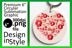 Artful Round Design for Keychains , Flowers Heart Product Image 1