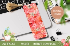 Printable Glitter Bookmark Template, Pink Flowers Bookmark Product Image 1