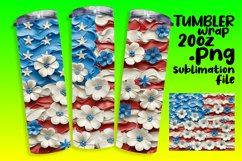 3D American Flag Sublimation Tumbler Wrap - 20oz Product Image 1