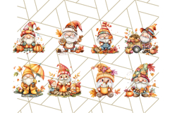 Fall Gnome PNG Clipart, Cute Autumn Gnomes with Pumpkins Product Image 6