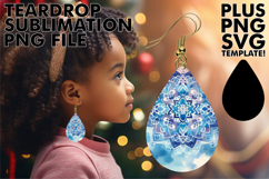 Colorful Teardrop Earrings PNG, Watercolor Pattern Product Image 1