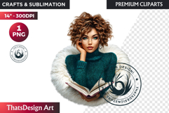 Cosy Winter Girl Clipart, Fashion Girl PNG, christmas Product Image 1