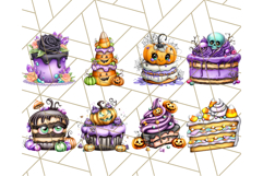 Whimsical Halloween Cake Clipart PNG, Spooky Desserts Product Image 2