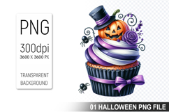 Cupcake With A Halloween Pumpkin, Halloween Clipart PNG File Product Image 1