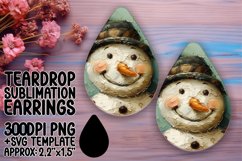 Fresh Teardrop Earrings Sublimation Art , Snowman Product Image 1