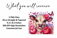 Valentine's Day Cow Tumbler Wrap Sublimation Design Product Image 2