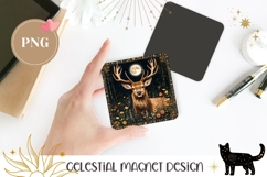 Celestial Moon Magnet Print, Cartoon Deer Magnet Design Product Image 1