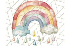 Watercolor Dinosaur and Rainbow PNG Clipart, Baby Nursery Product Image 2