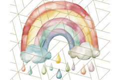 Watercolor Dinosaur and Rainbow PNG Clipart, Baby Nursery Product Image 2