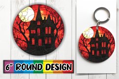 Gothic Halloween Stained Glass Keychain Round Design Art Product Image 1