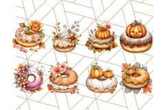 Fall Donut Clipart PNG, Autumn Donuts With Pumpkins Product Image 2