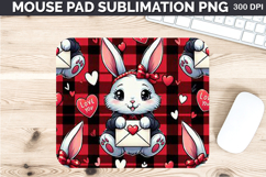 Watercolor Bunny Mouse Pad Sublimation - Valentines PNG Product Image 1