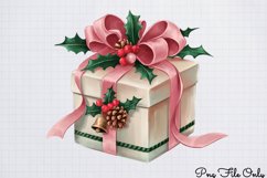 Cute Pink Christmas Watercolor Clipart Bundle PNG Product Image 1