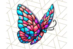 Stained Glass Hearts and Butterflies Clipart PNG Product Image 2