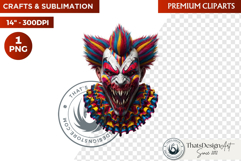 Horrific Evil Clown Clipart - Halloween Creepy Circus PNG Product Image 1