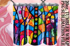 Colorful Tree Tumbler Wrap Sublimation 20oz Stained Glass Product Image 1