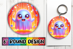 Cheerful Coaster Round Design PNG, 3D Cute Ghost Product Image 1