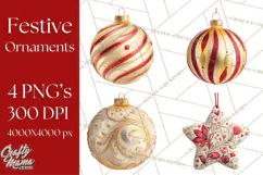 Christmas Ornaments Clipart PNG, Realistic Holiday Ornaments Product Image 1