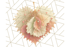 Fall Foliage Clipart PNG, Pink and Green Leaves Product Image 2