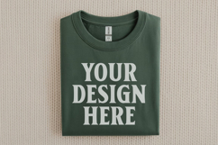 Gildan 64000 Forest Green Folded T-Shirt Mockup | Flat Lay U Product Image 1