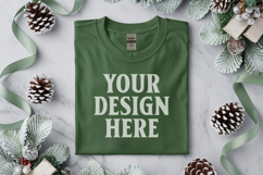 Gildan 5000 Irish Green Folded Christmas Mockup, G5000 mock Product Image 1