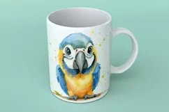 Cute Macaw Bird Baby Watercolor Handmade illustration Product Image 2