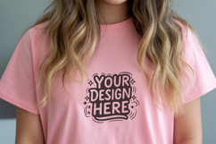 Women Soft Pink T-Shirt Mockup PSD JPG Product Image 1