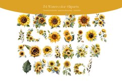 54 Sunflower Watercolor Flowers Clipart Product Image 2