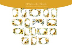 54 Sunflower Watercolor Flowers Clipart Product Image 3