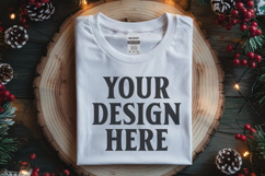 Gildan 64000 White Folded Christmas Flat Lay T-shirt Product Image 1