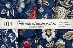 Embroidered Denim Digital Paper| Denim Pattern Product Image 1