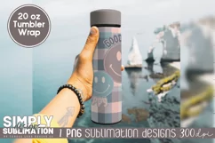 Retro Good Vibes Emoji 20 oz Sublimation Tumbler Wrap Png Product Image 3