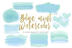 blue mint brush strokes, Blue Green Watercolor Circles, Blue &amp; Green Watercolor and Shimmer Circles, ombre brush strokes,  DIY Clipart Product Image 2