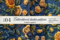 Embroidered Denim Digital Paper| Denim Pattern Product Image 1