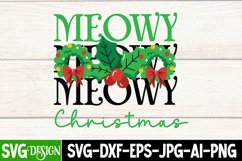 Meowy Christmas SVG Cut File, Meowy Christmas Sublimation Product Image 2