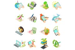 Eco info icons set, isometric style Product Image 1