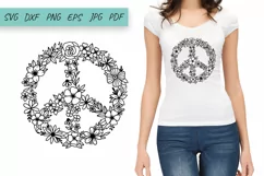 Flower SVG| Floral Peace SVG | Peace sign | Hippie SVG Product Image 2