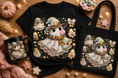 Cute Rainbow Witch Ghost Clipart PNG Bundle | Kawaii Hallowe Product Image 1