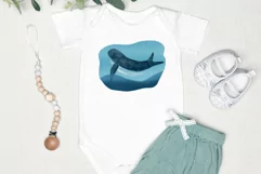 Whale in the sea sublimation design png Product Image 2