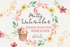 Floral 6 Wreath Watercolor Floral Garlands Flower Pots Product Image 1