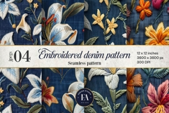 Embroidered Denim Digital Paper| Denim Pattern Product Image 1