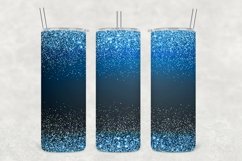 Blue Grey Blue Sparkle Glitter Tumbler Wrap Sublimation Product Image 1
