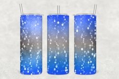 Grey Blue Glowing Glitter Tumbler Wrap Sublimation Product Image 1