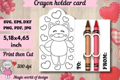Valentine's Day Cat Crayon Holder Card svg, paper cut Product Image 1