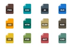 Set Of File Formats Icons Product Image 1