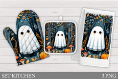 Halloween Ghost Oven Mitt. Ghost Kitchen Towel Design Product Image 1