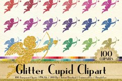 100 Glitter Cupid Love Clip Arts, Wedding, Luxury Glitter Product Image 1