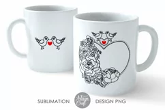 Sublimation mug templates, love birds, Heart of Roses Product Image 4