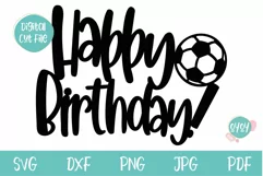 Happy Birthday Cake Topper SVG with Football Product Image 2