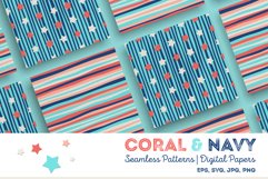 Coral &amp; Navy | Seamless Patterns | Digital Papers (802498)